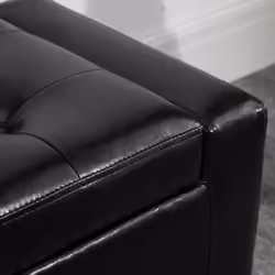 HOMCOM 40x90cm PU Leather Storage Ottoman Bench Wood Frame w/ Tufting Feet Black - Additional view 6