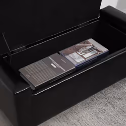 HOMCOM 40x90cm PU Leather Storage Ottoman Bench Wood Frame w/ Tufting Feet Black - Additional view 7