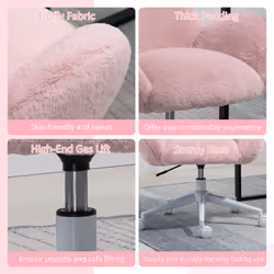 HOMCOM Fluffy Leisure Chair Office Chair with Backrest Armrest Wheels Pink - Additional view 4