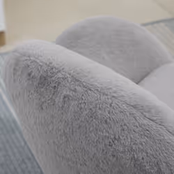 HOMCOM Fluffy Leisure Chair Office Chair with Backrest Armrest Wheels Grey - Additional view 6