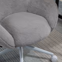 HOMCOM Fluffy Leisure Chair Office Chair with Backrest Armrest Wheels Grey - Additional view 7