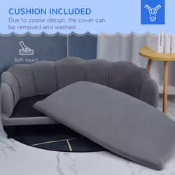 PawHut Dog Sofa, Pet Couch Bed for Medium, Large Dogs w/ Legs, Cushion - Grey - Additional view 4