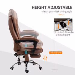 Vinsetto Ergonomic Heated 6 Points Vibration Massage Office Chair Brown - Additional view 4