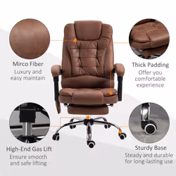 Vinsetto Ergonomic Heated 6 Points Vibration Massage Office Chair Brown - Additional view 7