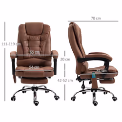 Vinsetto Ergonomic Heated 6 Points Vibration Massage Office Chair Brown - Additional view 8