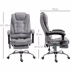 Vinsetto Heated 6 Points Vibration Massage Executive Office Chair Grey