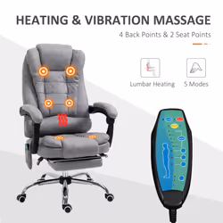 Vinsetto Heated 6 Points Vibration Massage Executive Office Chair Grey