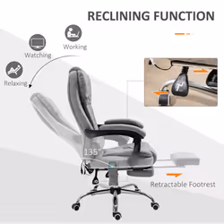 Vinsetto Heated 6 Points Vibration Massage Executive Office Chair Grey - Additional view 4