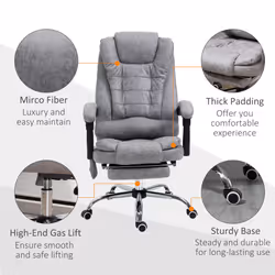 Vinsetto Heated 6 Points Vibration Massage Executive Office Chair Grey - Additional view 7