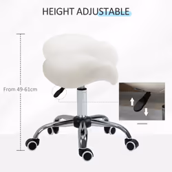 HOMCOM PU Leather Saddle Stool w/ Moulded Padded Seat Adjustable Height Cream