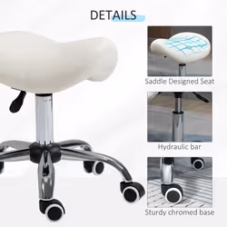 HOMCOM PU Leather Saddle Stool w/ Moulded Padded Seat Adjustable Height Cream - Additional view 4