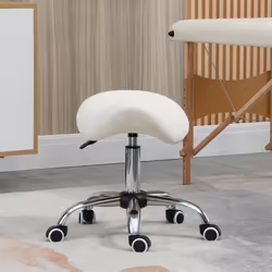 HOMCOM PU Leather Saddle Stool w/ Moulded Padded Seat Adjustable Height Cream - Additional view 5