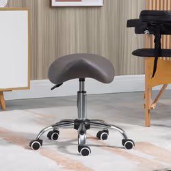 HOMCOM PU Leather Saddle Stool w/ Moulded Padded Seat Adjustable Height Grey - Additional view 5