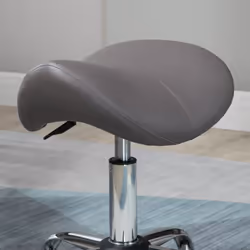 HOMCOM PU Leather Saddle Stool w/ Moulded Padded Seat Adjustable Height Grey - Additional view 7