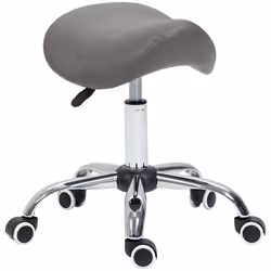 HOMCOM PU Leather Saddle Stool w/ Moulded Padded Seat Adjustable Height Grey - Additional view 8