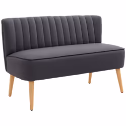 HOMCOM Linen-Feel Double Sofa w/ Wood Frame Padding Back, Dark Grey - Additional view 8
