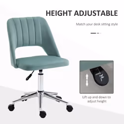 Vinsetto Mid-Back Swivel Home Office Chair Scallop Computer Desk Chair Green