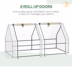 Outsunny Mini Small Greenhouse with Steel Frame & PE Cover & Window, White - Additional view 5