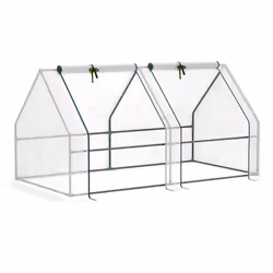 Outsunny Mini Small Greenhouse with Steel Frame & PE Cover & Window, White - Additional view 8