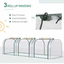 Outsunny Tunnel Greenhouse Steel Frame for Garden w/ Zipper Doors - Additional view 4