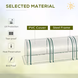 Outsunny Tunnel Greenhouse Steel Frame for Garden w/ Zipper Doors - Additional view 8