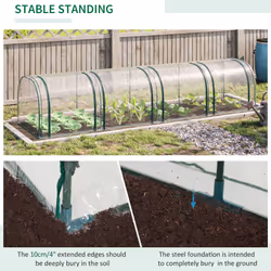 Outsunny Tunnel Greenhouse Steel Frame for Garden w/ Zipper Doors - Additional view 5