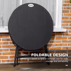Outsunny Round Garden Dining Table for 4, Foldable Outdoor Table for Garden