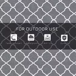 Outsunny Reversible Waterproof Outdoor Rug W/ Carry Bag, 182 x 274 cm, Grey