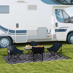 Outsunny Reversible Waterproof Outdoor Rug W/ Carry Bag, 182 x 274 cm, Grey - Additional view 4