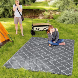 Outsunny Reversible Waterproof Outdoor Rug W/ Carry Bag, 182 x 274 cm, Grey - Additional view 8