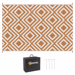 Outsunny Reversible Waterproof Outdoor Rug W/ Carry Bag, 182 x 274 cm, Brown - Additional view 8
