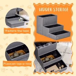 PawHut 3 Step Dog Steps with Storage Boxes, Cat Stairs for Bed Sofa, Light Grey