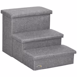 PawHut 3 Step Dog Steps with Storage Boxes, Cat Stairs for Bed Sofa, Light Grey - Additional view 8