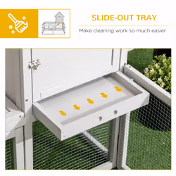 PawHut 5FT Rabbit Hutch with Run Wooden Large Guinea Pig Cage for Indoor, Grey - Additional view 4