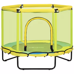 ZONEKIZ 4.6FT Trampoline with Enclosure Net Bungee Gym, Yellow