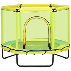 ZONEKIZ 4.6FT Trampoline with Enclosure Net Bungee Gym, Yellow