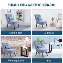 HOMCOM Fabric Single Sofa Armchair Upholstered with Pillow Wood Leg Blue - Additional view 4