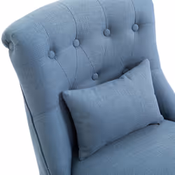 HOMCOM Fabric Single Sofa Armchair Upholstered with Pillow Wood Leg Blue - Additional view 5