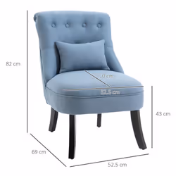 HOMCOM Fabric Single Sofa Armchair Upholstered with Pillow Wood Leg Blue - Additional view 8
