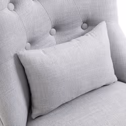 HOMCOM Fabric Single Sofa Armchair Upholstered with Pillow Wood Leg Grey - Additional view 6