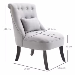 HOMCOM Fabric Single Sofa Armchair Upholstered with Pillow Wood Leg Grey - Additional view 8