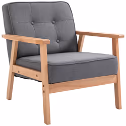 Homcom Retro Accent Single Chair Beech Wood Frame Armchair Cushion
