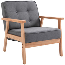Homcom Retro Accent Single Chair Beech Wood Frame Armchair Cushion