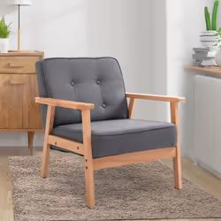 Homcom Retro Accent Single Chair Beech Wood Frame Armchair Cushion