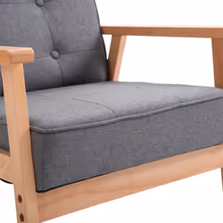 Homcom Retro Accent Single Chair Beech Wood Frame Armchair Cushion - Additional view 7