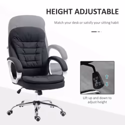 Vinsetto Ergonomic Office Chair Adjustable Height Swivel Wheels, Black