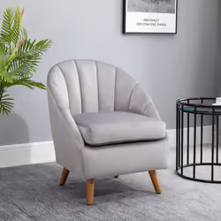 HOMCOM Velvet Fabric Single Sofa Accent Chair Solid Wood Leg Upholstered Grey
