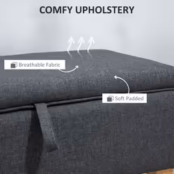 HOMCOM Linen Storage Ottoman Box Toy Chest Footstool Rubberwood Legs - Additional view 4