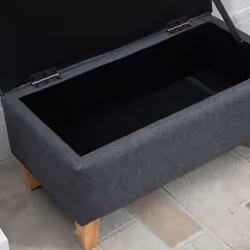 HOMCOM Linen Storage Ottoman Box Toy Chest Footstool Rubberwood Legs - Additional view 8