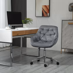 Vinsetto Velvet Home Office Chair Desk Chair Adjustable, Dark Grey
